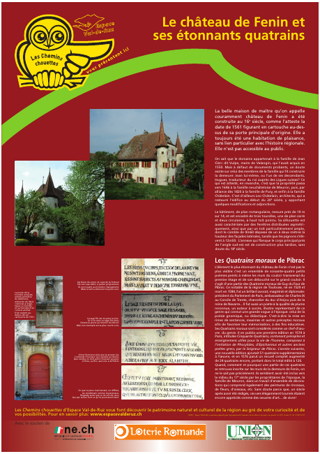 Le château de Fenin et ses étonnants quatrains
